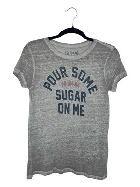 DEF LEPPARD x Lucky Brand Pour Some Sugar On Me Lyrics Burnout Band Tee size XS